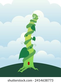 Bean tree tall into the sky. Legends story. Vector illustration.