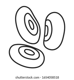 Symbol für die Vektorillustration von Bean.Umrisssymbol der Vektorillustration einzeln auf weißem Hintergrund.