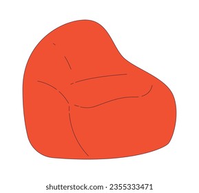 Beanbag chair flat flat line color isolated vector object. Soft seat for chilling. Editable clip art image on white background. Simple outline cartoon spot illustration for web design