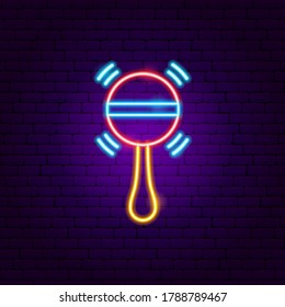 Beanbag Neon Sign. Vector Illustration of Children Toy Promotion.