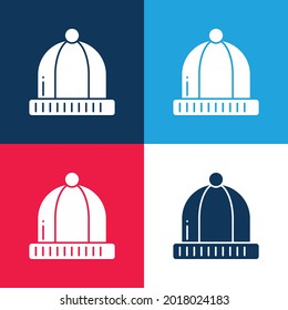 Beanie blue and red four color minimal icon set