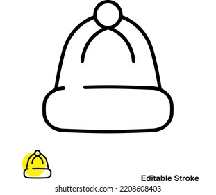 Beanie Cap Vector Line Icon Eps