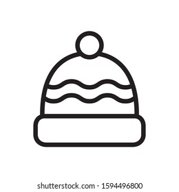 Beanie cap, winter hat icon in trendy outline style design. Vector graphic illustration.   EPS 10.