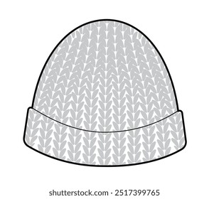 Chapéu de Crochê Beanie. Cabeça de inverno de malha Moda acessórios cap vestuário ilustração técnica. Capacete vetor para homens, mulheres, estilo unisex, modelo plano CAD mockup esboço esboço isolado