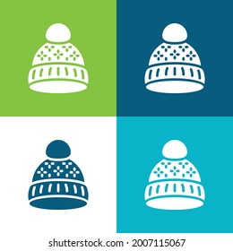 Beanie Flat cuatro colores conjunto mínimo de iconos
