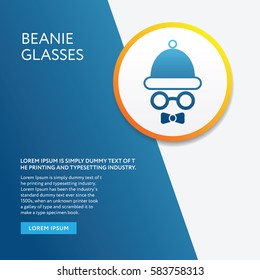 Beanie Glasses Icon. Graphic Flat Isolated on Info Board Background