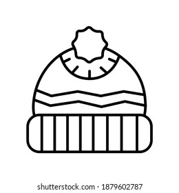 Beanie Hat Cap Winter Clothing line icon