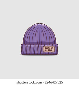 beanie hat cartoon mockup illustration