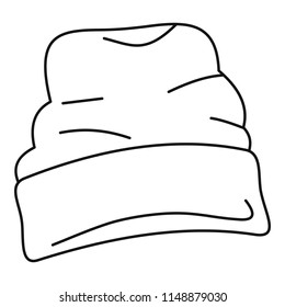 Beanie hat icon. Outline beanie hat vector icon for web design isolated on white background