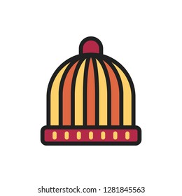 Beanie Hat Icon Vector Illustration in Filled Style for Any Purpose