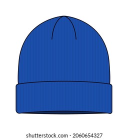 Beanie hat (knit cap)  template vector illustration | Blue