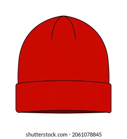 Beanie hat (knit cap)  template vector illustration | Red