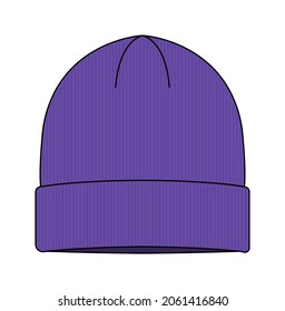 Beanie hat (knit cap)  template vector illustration | Purple