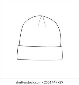 Beanie Hat Knit Stocking Cap Flat Illustration Cad Acessório inverno Streetwear Mockup Blank Vetor