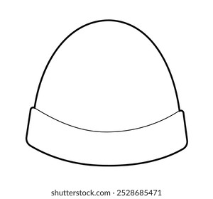 Chapéu Beanie. Cabeça de inverno de malha Moda acessórios cap vestuário ilustração técnica. Capacete vetor para homens, mulheres, estilo unisex, modelo plano CAD mockup esboço esboço isolado