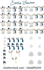 Beanie Hat and Scarf Snowman Vector