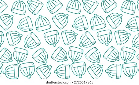 Plano de fundo de contorno mínimo do padrão contínuo do chapéu de gorro