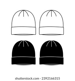 Beanie hat vector illustration flat design outline clothing