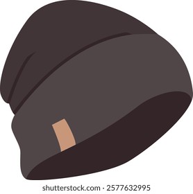 Beanie hat vector illustration. Headdress on transparent background. Gentleman classic fashion item. Style accessoire. Design template for label, banner, badge, logo.