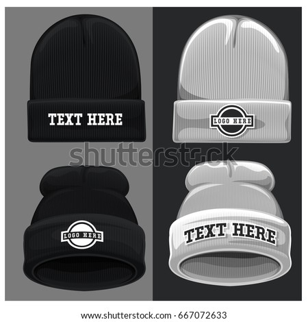 beanie hat vector template stock vector royalty free 667072633