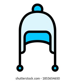 Beanie Hat for Winter in Blue Filled Outline Icon