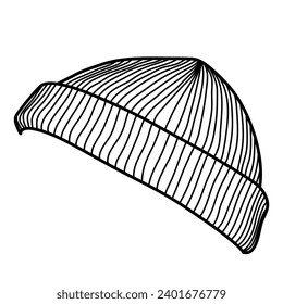 beanie hat winter fall line art illustration