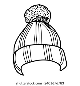 beanie hat winter fall line art illustration