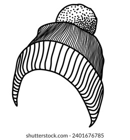 beanie hat winter fall line art illustration