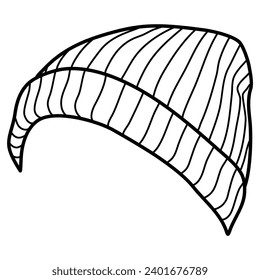 beanie hat winter fall line art illustration