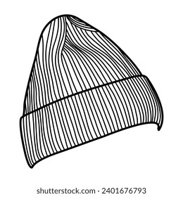 beanie hat winter fall line art illustration