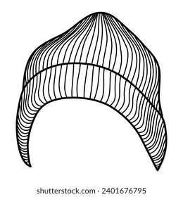 beanie hat winter fall line art illustration