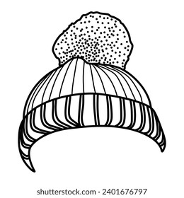 beanie hat winter fall line art illustration