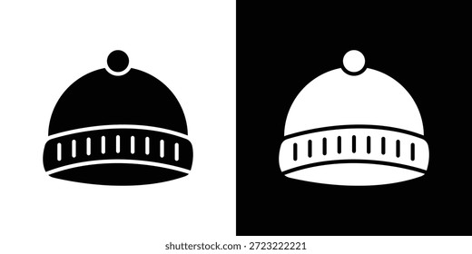 Icono del gorro. Icono de diseño plano simple en blanco y negro