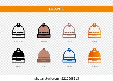 beanie icon in different style. beanie vector icons designed in outline, solid, colored, filled, gradient, and flat style. Symbol, logo illustration. Vector illustration