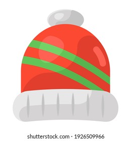 
Un icono de beanie, diseño plano de la tapa de la bomba