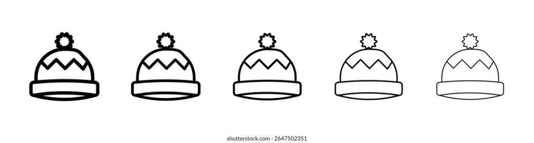 ícone de gorro gráfico definido. estilo de linha de traçado moderno