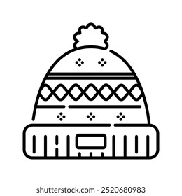 Ícone de gorro. gorro, chapéu, boné, inverno, moda, quente, roupas, Natal, acessório, estação. Ilustração de ícone de vetor