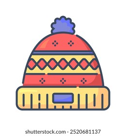 Ícone de gorro. gorro, chapéu, boné, inverno, moda, quente, roupas, Natal, acessório, estação. Ilustração de ícone de vetor