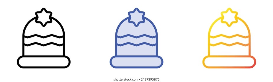 beanie icon. Linear, Blue Fill and Gradient Style Design Isolated On White Background