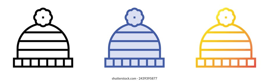 beanie icon. Linear, Blue Fill and Gradient Style Design Isolated On White Background