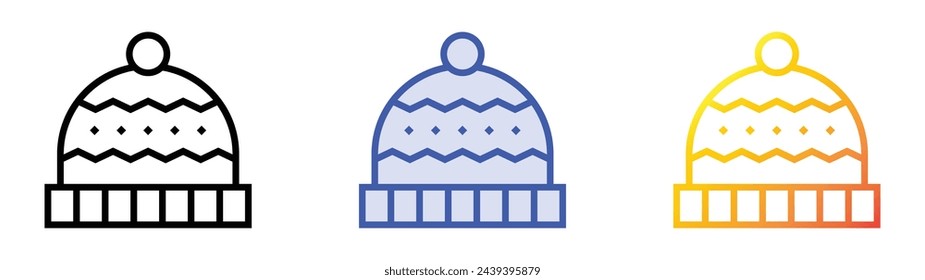 beanie icon. Linear, Blue Fill and Gradient Style Design Isolated On White Background