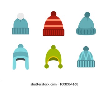 Beanie icon set. Flat set of beanie vector icons for web design isolated on white background