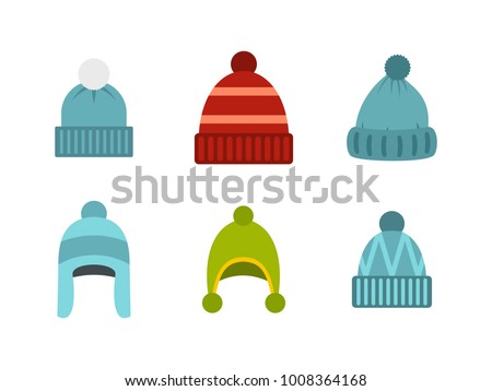 Beanie icon set. Flat set of beanie vector icons for web design isolated on white background