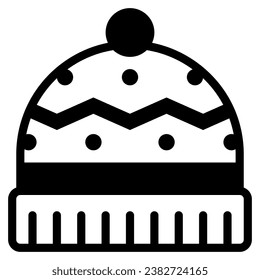 Beanie icon in solid line style. Suitable for logo, web, graphic design, illustration, sticker, books, etc.