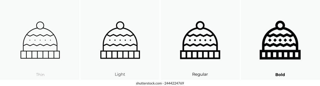 beanie icon. Thin, Light Regular And Bold style design isolated on white background