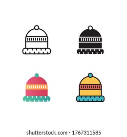 beanie icon vector illustration with different style design. isolated on white background
