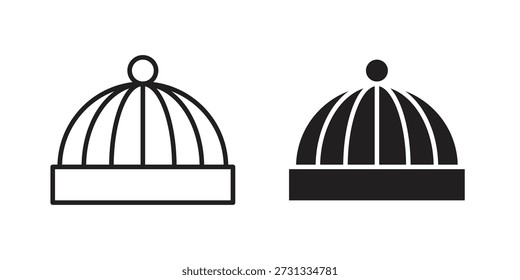 Ícones de gorro no fundo branco. Sinal de vetor de linha, símbolo para web e celular