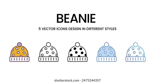 Beanie icons vector set stock illustration.