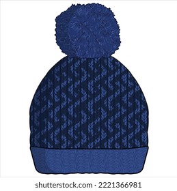 BEANIE KNIT CAP FOR UNISEX WEAR VECTOR ILLUSTRATION