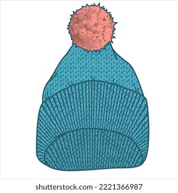 BEANIE KNIT CAP FOR UNISEX WEAR VECTOR ILLUSTRATION